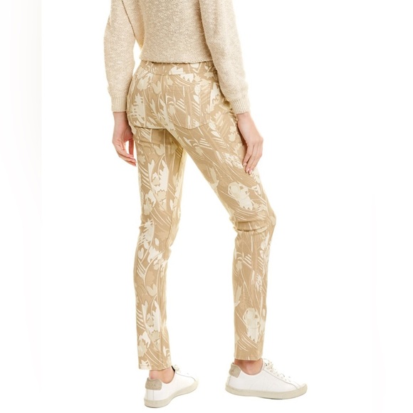 J. McLaughlin Size 0 Lexi Stretch Denim Jeans Beige Floral Print Hemmed - Picture 2 of 4